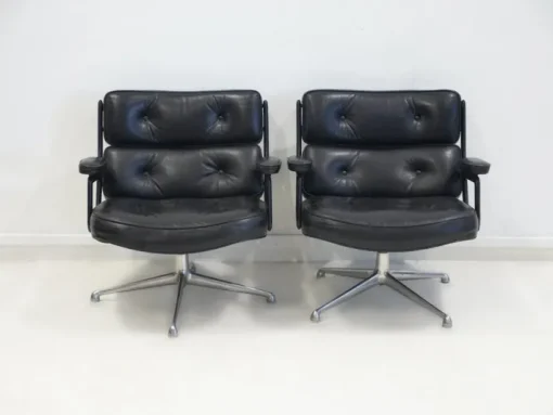 Pamono Set of Executive Chairs in Black Leather by Charles and Ray Eames, 1960s Hot