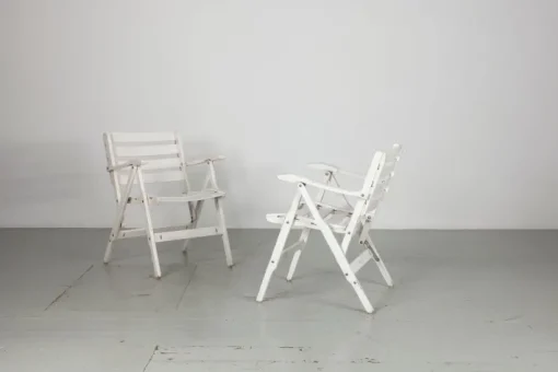 Pamono Set of Folding White Garden Chairs by Fratelli Reguitti, Italy, 1950s Online