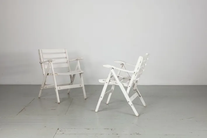 Pamono Set of Folding White Garden Chairs by Fratelli Reguitti, Italy, 1950s Online