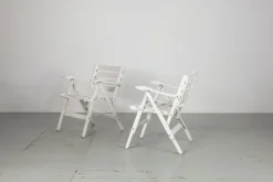 Pamono Set of Folding White Garden Chairs by Fratelli Reguitti, Italy, 1950s Online
