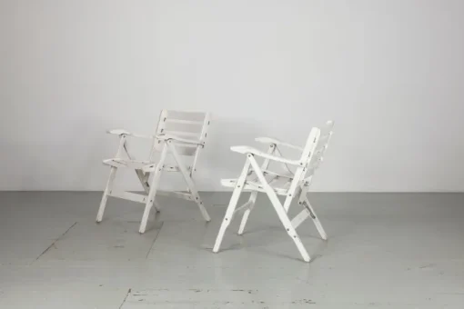 Pamono Set of Folding White Garden Chairs by Fratelli Reguitti, Italy, 1950s Online