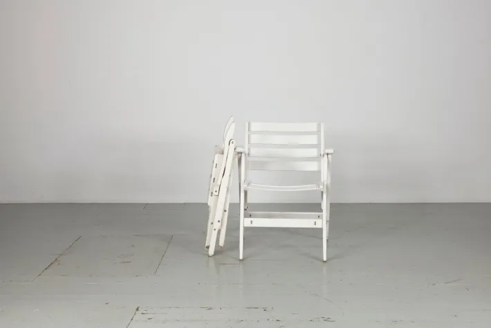 Pamono Set of Folding White Garden Chairs by Fratelli Reguitti, Italy, 1950s Online