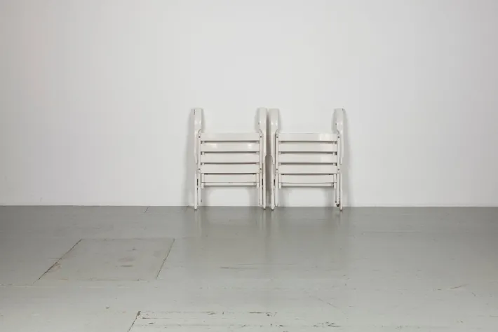 Pamono Set of Folding White Garden Chairs by Fratelli Reguitti, Italy, 1950s Online