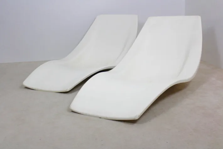 Pamono Set of French Polyester Patio or Pool Side Chaise Longues, 1960s Best