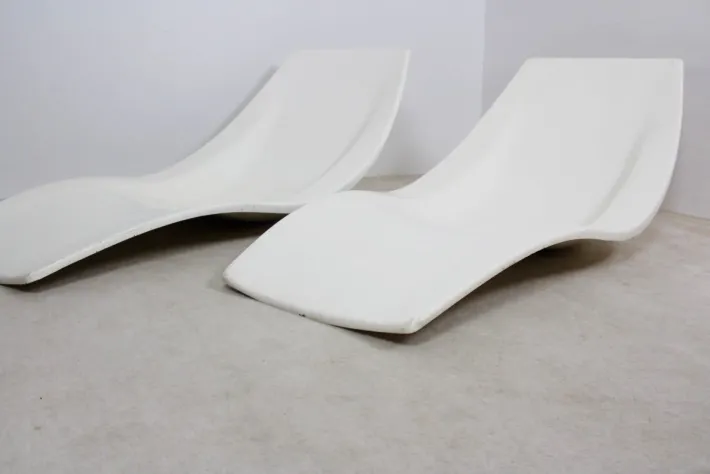 Pamono Set of French Polyester Patio or Pool Side Chaise Longues, 1960s Best