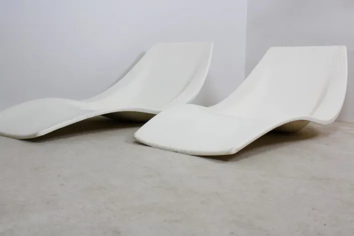 Pamono Set of French Polyester Patio or Pool Side Chaise Longues, 1960s Best