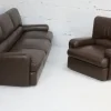 Pamono Set of French Three Seater Sofa and Armchair in Leather from Steiner, 1970 Sale