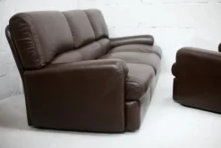 Pamono Set of French Three Seater Sofa and Armchair in Leather from Steiner, 1970 Sale