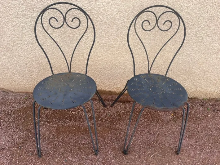 Pamono Set of Garden Chairs in Wrought Iron Best