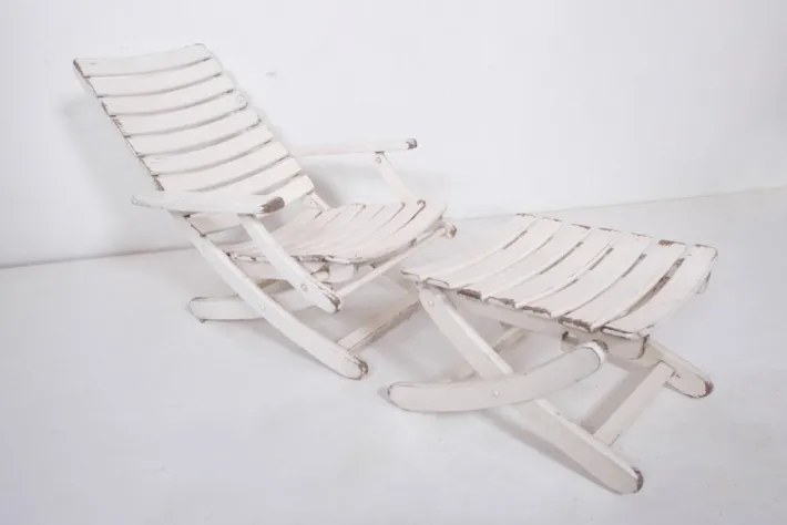 Pamono Set of Garden Lounge Chair with Footstool