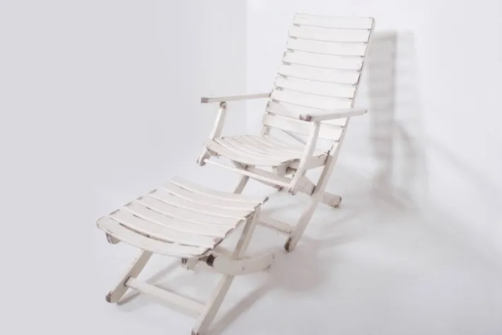 Pamono Set of Garden Lounge Chair with Footstool