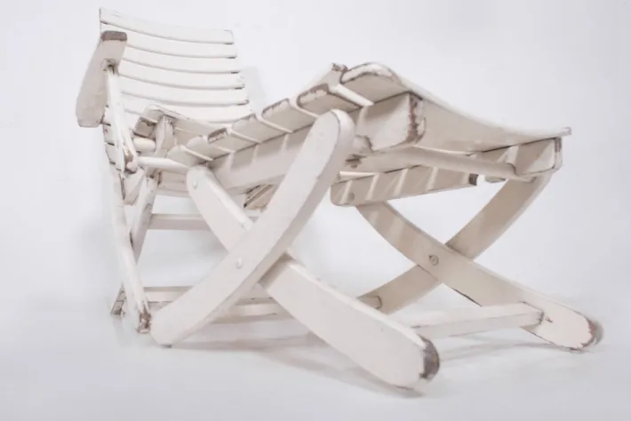 Pamono Set of Garden Lounge Chair with Footstool