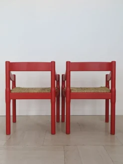 Pamono Set of Italian Chairs Model Carimate Design by Vico Magistretti for Cassina, 1960s