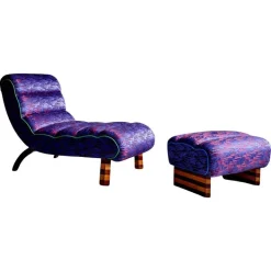 Pamono Set of Italian Chaise Lounge with Ottoman in Prelle Curated Fabric by Julia King, 1930s Discount