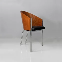 Pamono Set of Italian Modern Wood Metal and Leather King Costes Chairs by Philippe Starck, 1984 Sale