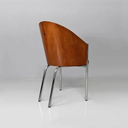 Pamono Set of Italian Modern Wood Metal and Leather King Costes Chairs by Philippe Starck, 1984 Sale