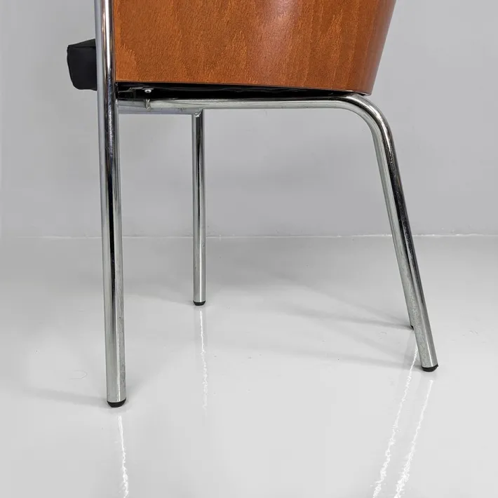 Pamono Set of Italian Modern Wood Metal and Leather King Costes Chairs by Philippe Starck, 1984 Sale
