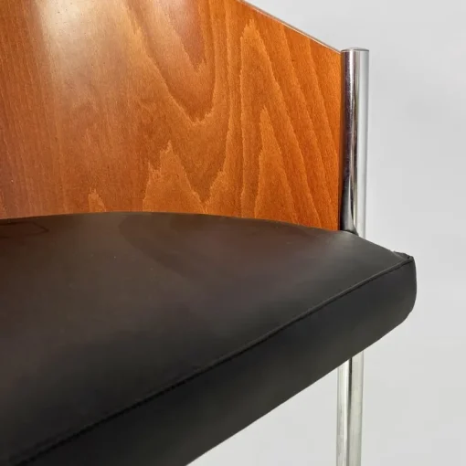 Pamono Set of Italian Modern Wood Metal and Leather King Costes Chairs by Philippe Starck, 1984 Sale
