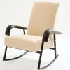 Pamono Set of Leather and Velvet Rocking Chair with Ottoman by Jacques Adnet, 1950 Clearance