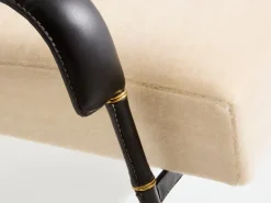 Pamono Set of Leather and Velvet Rocking Chair with Ottoman by Jacques Adnet, 1950 Clearance