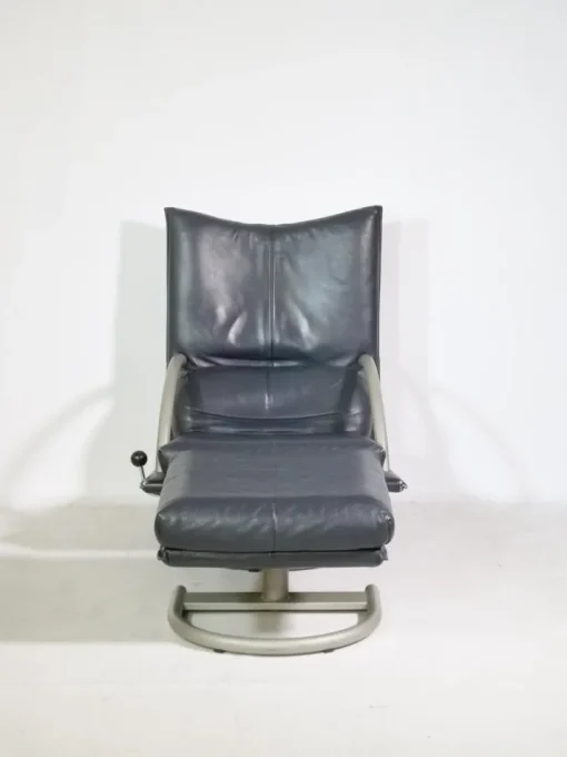 Pamono Set of Leather BMP 418 Swivel Chair and Ottoman from Rolf Benz, 1980s Sale