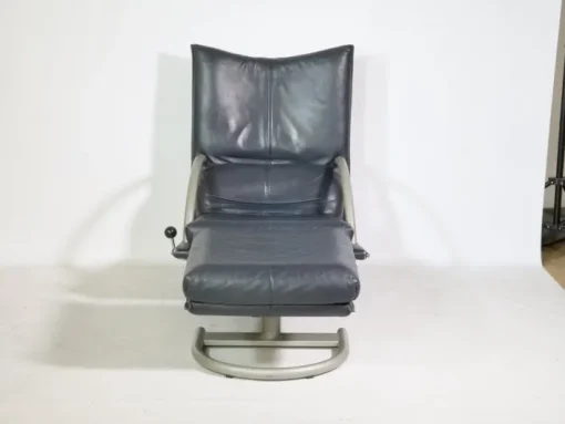Pamono Set of Leather BMP 418 Swivel Chair and Ottoman from Rolf Benz, 1980s Sale