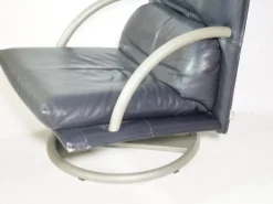 Pamono Set of Leather BMP 418 Swivel Chair and Ottoman from Rolf Benz, 1980s Sale