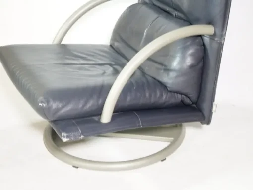 Pamono Set of Leather BMP 418 Swivel Chair and Ottoman from Rolf Benz, 1980s Sale
