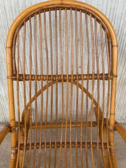 Pamono Set of Mid-Century Bamboo Rocking Chairs in the Style of Franco Albini, Italy New