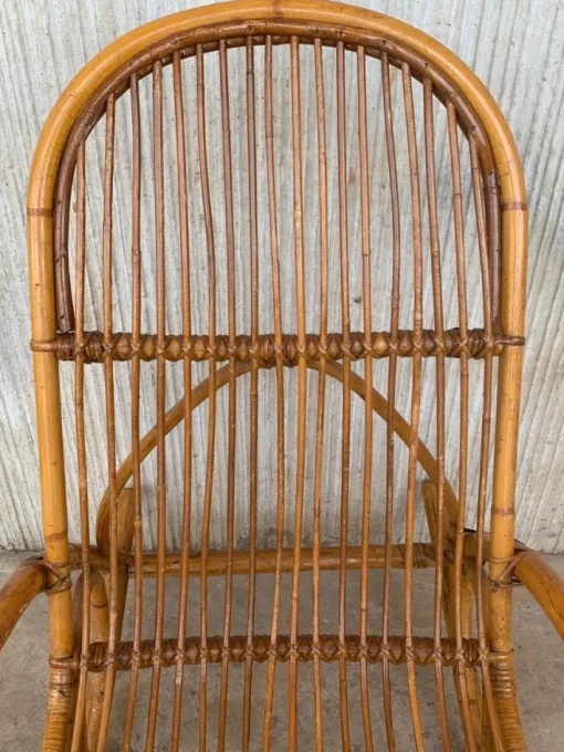 Pamono Set of Mid-Century Bamboo Rocking Chairs in the Style of Franco Albini, Italy New