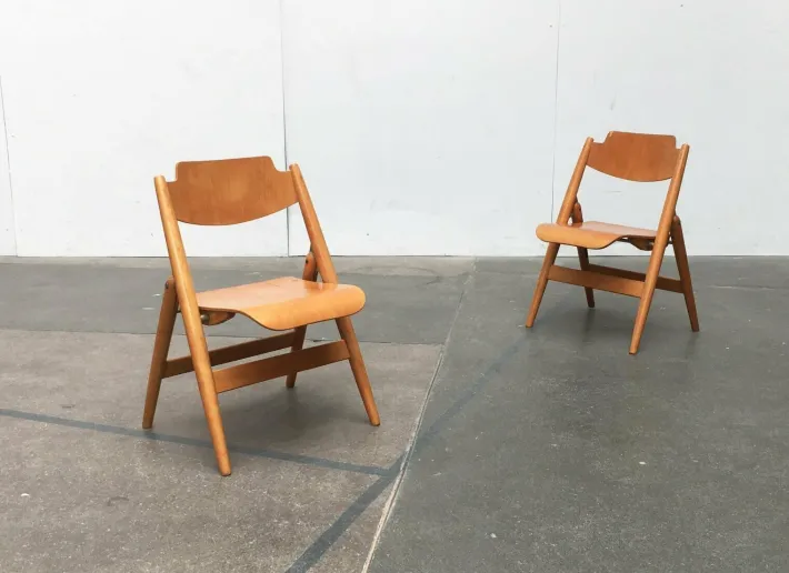 Pamono Set of Mid-Century German SE 18 Children Folding Chairs by Egon Eiermann for Wilde+spieth, 1950s Online