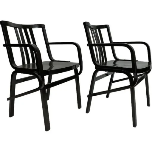 Pamono Set of Mid-Century Modern Black Armchairs from Thonet, 1950s Sale