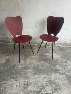 Pamono Set of Mid-Century Modern Red Dining Chairs, 1960s Hot