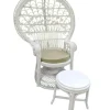 Pamono Set of Mid-Century White Rattan & Wicker Peacock Chair and Ottoman, 1970s Best
