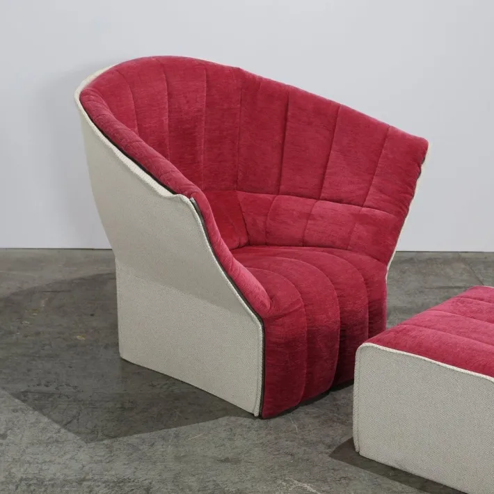 Pamono Set of Moël Armchair and Ottoman attributed to Inga Sempé for Ligne Roset, Set of 2 New