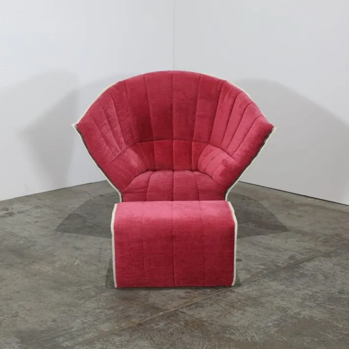 Pamono Set of Moël Armchair and Ottoman attributed to Inga Sempé for Ligne Roset, Set of 2 New
