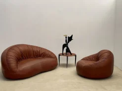 Pamono Set of Pangolin Leather Sofa and Armchair by Egg Designs, 2015 Outlet