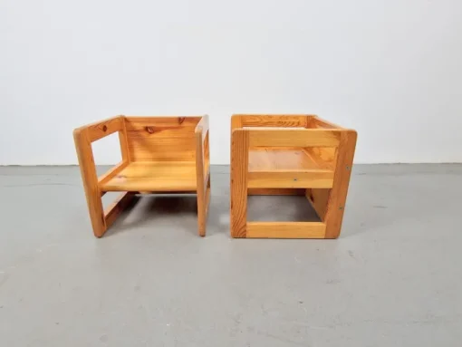 Pamono Set of Pine Children's Table Chairs by Marcel Gascoin, France, 1970s Best