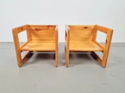 Pamono Set of Pine Children's Table Chairs by Marcel Gascoin, France, 1970s Best