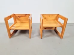 Pamono Set of Pine Children's Table Chairs by Marcel Gascoin, France, 1970s Best