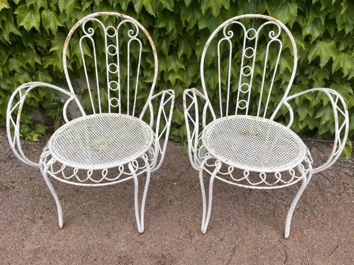 Pamono Set of Provencal Wrought Iron Armchairs, 1950s Hot