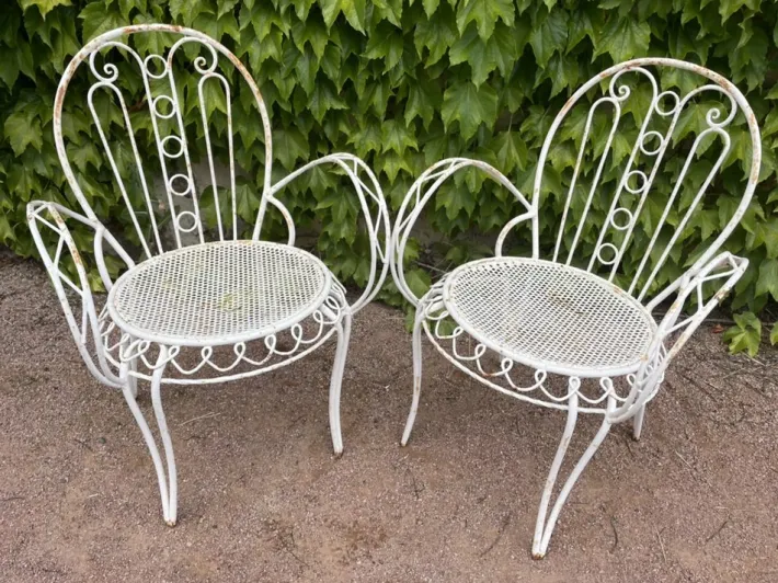 Pamono Set of Provencal Wrought Iron Armchairs, 1950s Hot
