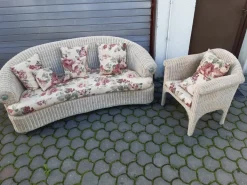 Pamono Set of Rattan Bamboo Sofa and Armchair, 1960s New