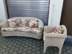 Pamono Set of Rattan Bamboo Sofa and Armchair, 1960s New