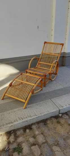 Pamono Set of Rattan Lounger and Ottoman, 1980s Sale
