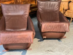 Pamono Set of Rocking Chairs in Brown Leather from De Sede, Switzerland, 1970s Online