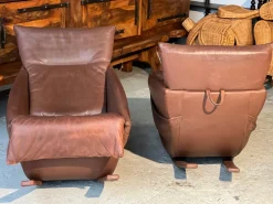 Pamono Set of Rocking Chairs in Brown Leather from De Sede, Switzerland, 1970s Online