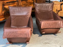 Pamono Set of Rocking Chairs in Brown Leather from De Sede, Switzerland, 1970s Online