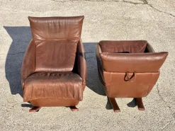 Pamono Set of Rocking Chairs in Brown Leather from De Sede, Switzerland, 1970s Online