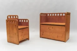 Pamono Set of Scandinavian Pine Wood Childs Chair and Bench, 1960s Outlet